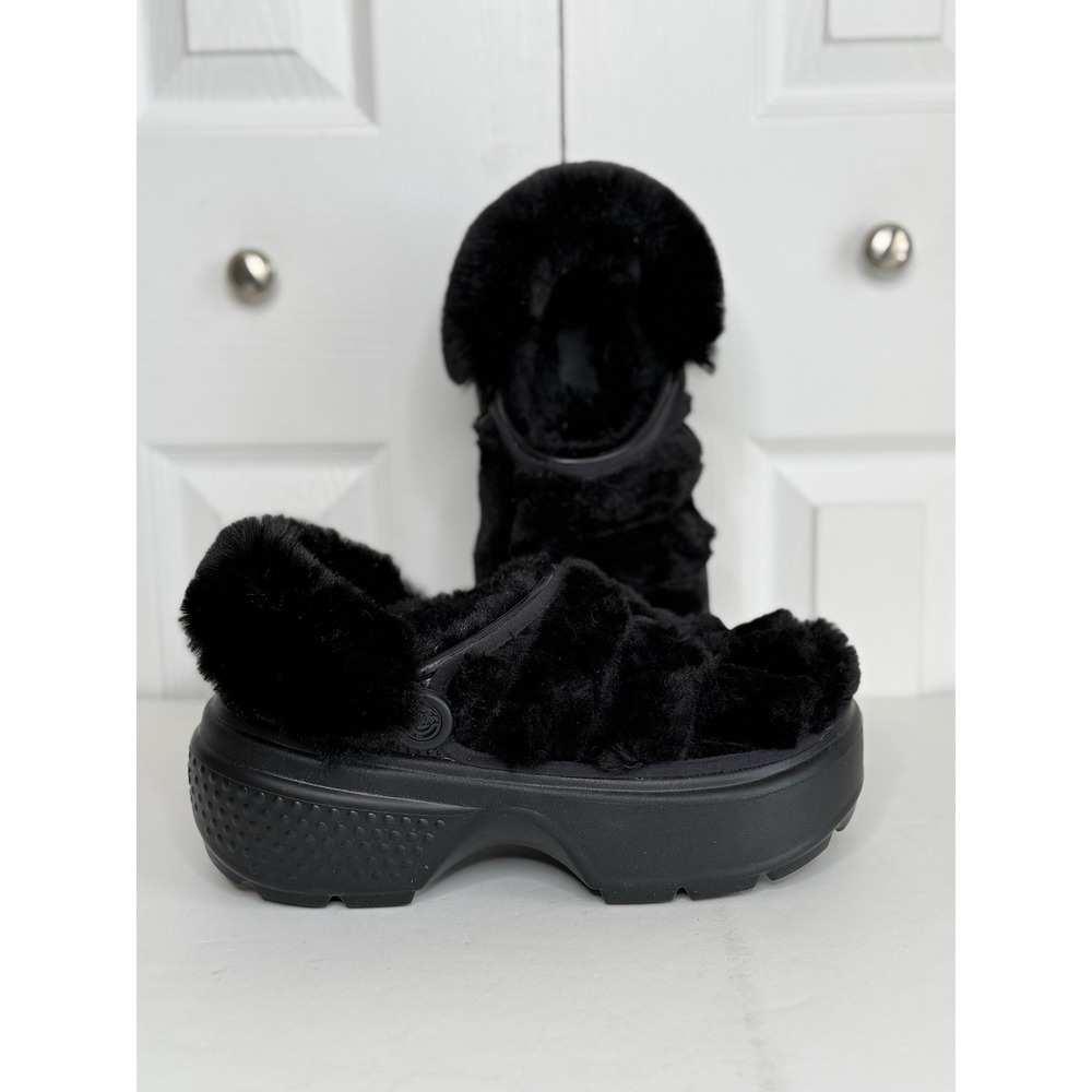 Crocs Stomp Lined Quilted Clog Chunky Platform Furry Croslite Women's 9/Men's 7